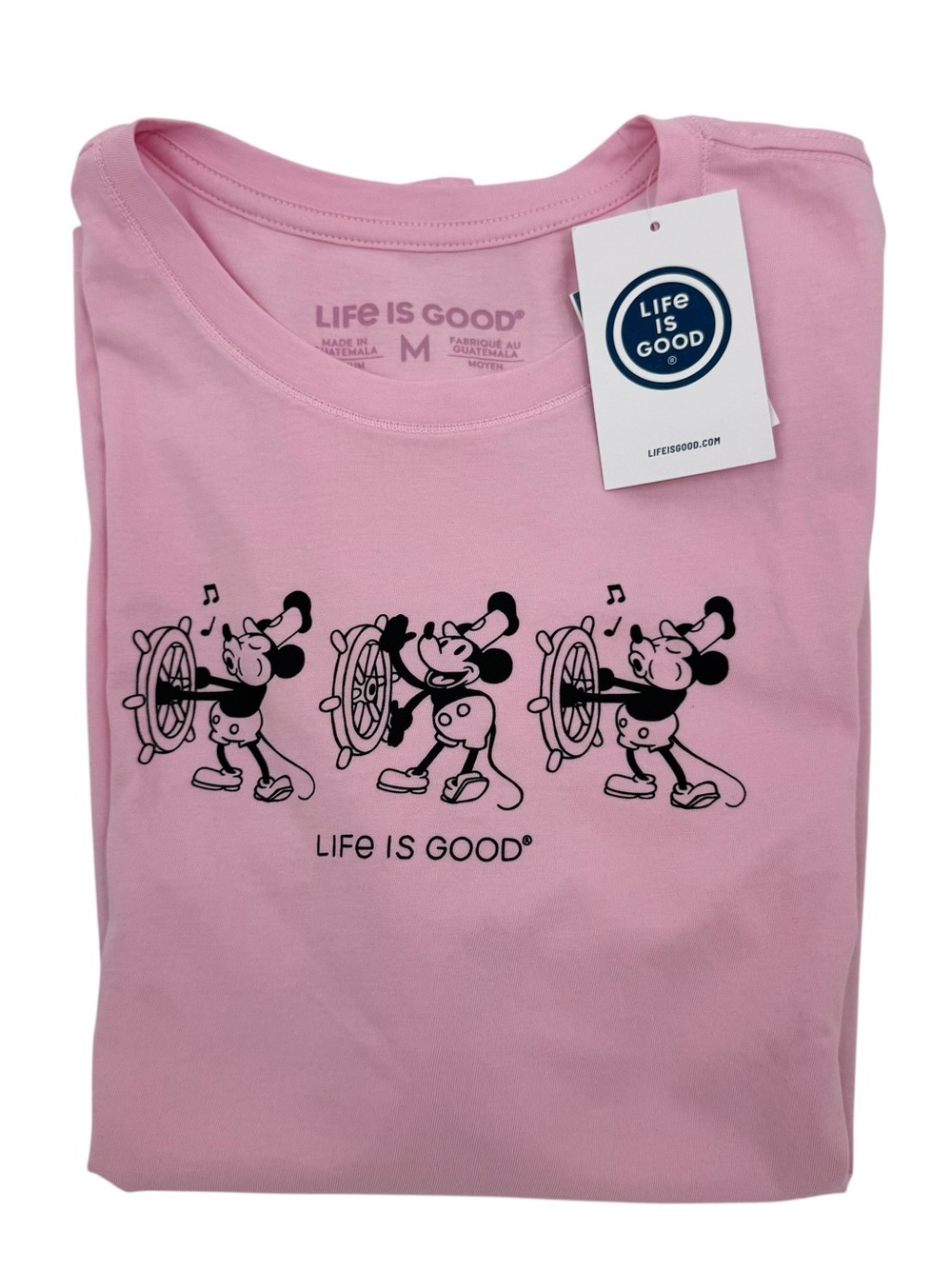 Life Is Good Women’s Size Medium Disney Mickey Mouse pink Shirt NWT